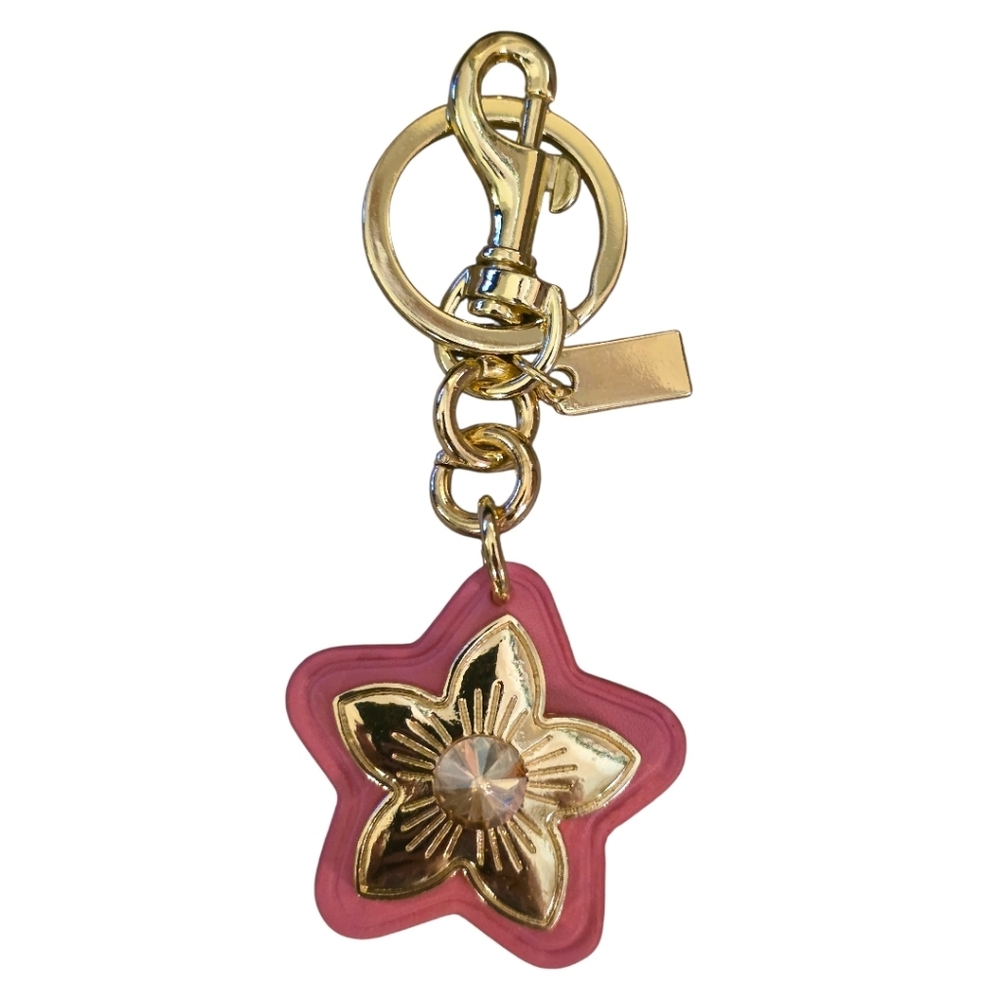 Fashion Brand Pink and Gold Faux Leather Star Purse Charm